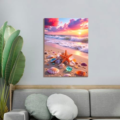 Muzagroo Paint by Numbers Oil Painting Kits for Adults DIY Beach Oil Painting for Beginners Hand Crafts Kits with Brushes and Acrylic Paints 16x20 inches (Beach) - color: Beach