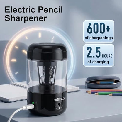 Babilous Rechargeable Electric Pencil Sharpener with Auto Feed & Auto Eject - color: Black