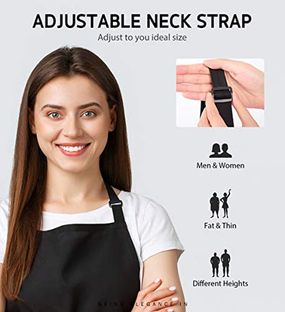 Syntus Apron for Men Women, Adjustable Cooking Kitchen Apron with 2 Pockets | Machine Washable, Firm Stitching, Stain Resistance, Long Tie Straps, 2 Pockets, Versatility, Unisex Use, Gift, BBQ - color: Basic Black, style: 2 Polyester