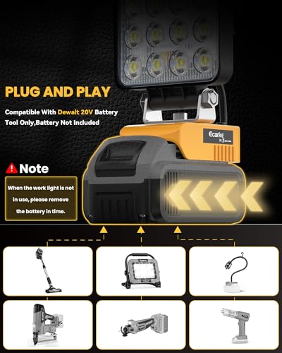 2PCS LED Work Light Compatible with DeWALT 20V Battery,112W 11200LM,Tool Only - color: 70W 2PCS