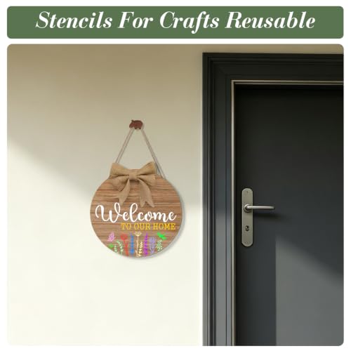 Welcome Stencils for Crafts Reusable 12Pcs Stencils(Length 11.7 Inch) - color: Welcome