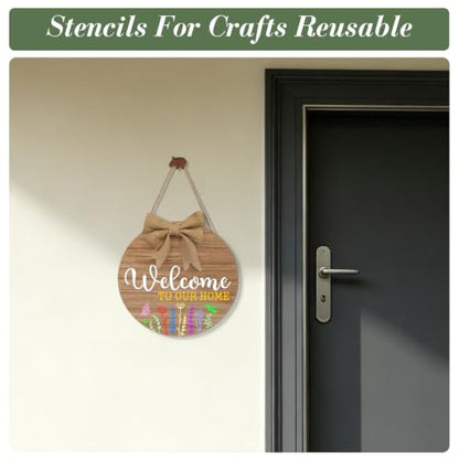 Welcome Stencils for Crafts Reusable 12Pcs Stencils(Length 11.7 Inch) - color: Welcome