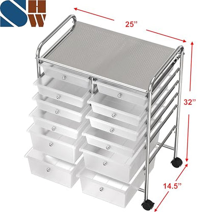 Simple Houseware 12 Drawers Rolling Utility Cart Organizer, Chrome - color: Chrome, size: 12 Drawers