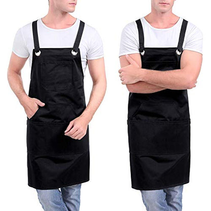Kitchen Artist Apron for Chef, BBQ & Grill, 6 Deep Pockets with 1 Zipper Pocket,100% Cotton, M-XXL
