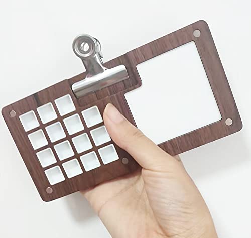 12 Color Grid Paint Box,Portable Sketchbook Palette,Watercolor Paint Palette for Drawing,Travel Paint Case, Gift for Painters Artists,Mixing Tray with a Clip (Wooden) - color: Wooden