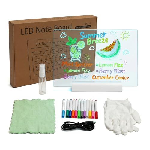 12" Rechargeable LED Dry Erase Board, 8 Colors Glow Doodle Note Board - color: White-2