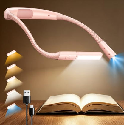 Glocusent Bendable Neck Light, 100 Hours Reading Light for Book Lover Gifts - color: Pink