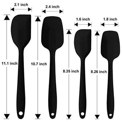 Silicone Spatulas Set, Rubber Spoon Spatula Heat Resistant Spoonula One Piece Design Seamless Spatula Non-Stick Scrapers Baking Mixing Tool (Black Set) - color: Black Set