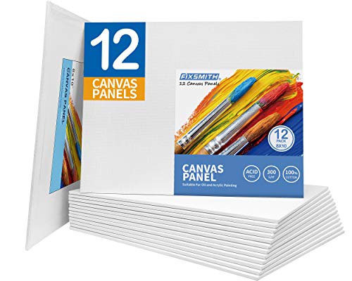 Canvas Boards for Painting 8x10 Inch, Super Value 12 Pack White Blank Canvas Panels, 100% Cotton Primed, Painting Art Supplies for Professionals, Hobby Painters, Students & Kids - size: 8"×10"