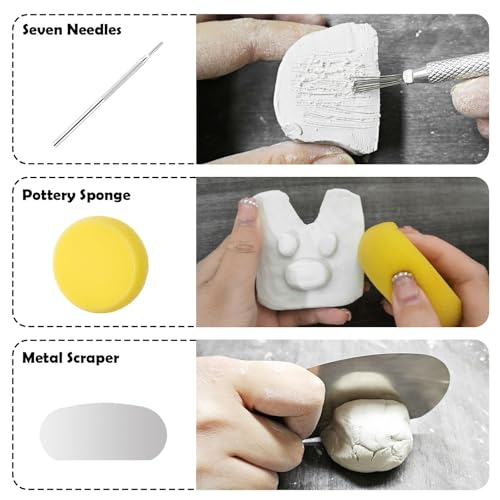 EIGTWEN 100ml Air Dry Clay Glaze and 29pcs Clay Tools Kit, Matte Varnish | Matte Glaze, Waterproof,Prevents Clay Scratches & Wear, Air Dry Clay Tool,Dotting Tools,Ball Tools,Carving Tools,Shaper Tools - size: Matte