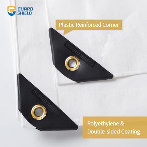 GUARD SHIELD Super Heavy Duty White Ploy Tarp Cover 12x20 Feet Waterproof Tarps 16mil Thick UV and Tear Resistant Tarpualin - color: White, size: 12x20