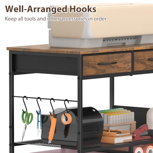 Mobile Craft Cart with Vinyl Roll Holder, Crafting Table Accessories Holder - color: Brown