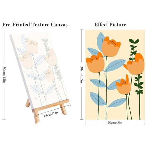 4 Pack Framed Paint by Numbers Kit for Adults Flowers with Wooden Easel - color: FOP4P-04