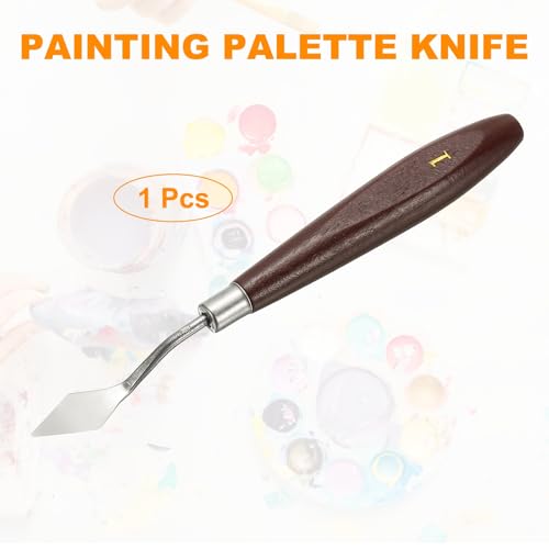 HARFINGTON Palette Knife Painting Tool 1.06" x 0.51" Stainless Steel Art Spatula Pallet Knives Scrapers Tools with Beech Wood Handle for Acrylic Oil Canvas Mixing Spreading, Red/Silver - size: 1.06" x 0.51"