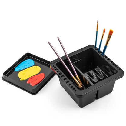 MyLifeUNIT Paint Brush Cleaner, Paint Brush Holder and Organizers for Acrylic, Watercolor, and Water-Based Paints (Black) - color: Black