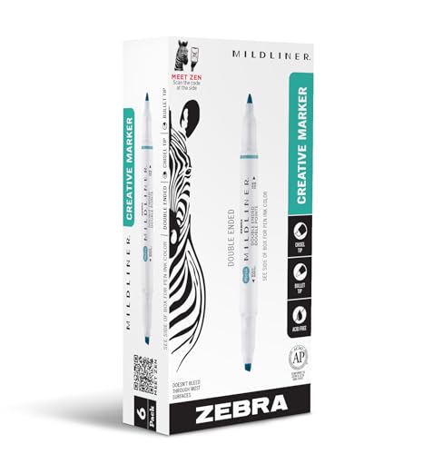 Zebra Pen MILDLINER No Bleed Highlighter, Dark Blue Color, Dual Tip, 12-Pk | Broad and Fine Point Tip Marker Set, Ideal for Bible Highlighting, Journaling, Office, School and Teacher Supplies (78320UPC) - color: Dark Blue B