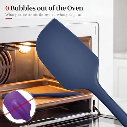600ºF Heat Resistant Silicone Spatula Spoonula Set of 2, Blue | High Heat Food Safe Kitchen Use Scraper for Cooking Baking Mixing Scraping Stirring Cake Nonstick Cookware Pan Bowl - color: Midnight Blue, size: Large/Spoon Spatula - 2pcs