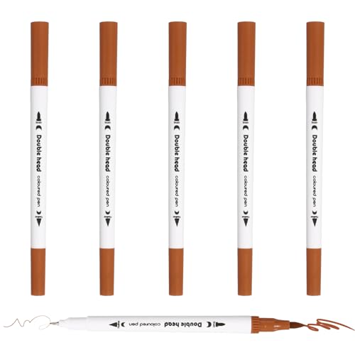 PATIKIL 6Pack Dual Brush Markers, Light Brown Watercolor Fine and Brush Tips Pens Colored Marker Calligraphy Coloring Art Supplies Set for Coloring Book Illustration Sketching Journaling - color: Light Brown