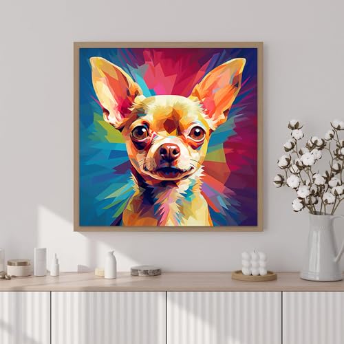 Artunion Framed Paint by Numbers Kit for Adults Beginners & Kids Ages 8-12,Chihuahua Paint by Number with Frame,Dog Animal Paint by Numbers Kit on Canvas 10 * 10 Inch - color: ZXT-378-F