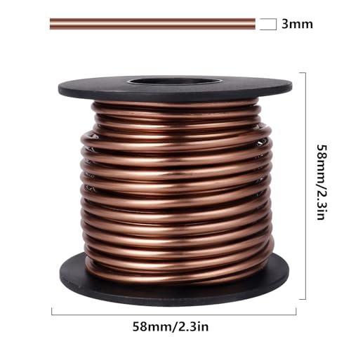 32.8FT 8 Gauge Bendable Brown Aluminum Craft Wire for Jewelry Making Craft | 3mm Thick Soft Metal Sculpting Aluminum Armature Wire Roll Bulk for DIY Craft - color: Brown, size: 8 Gauge