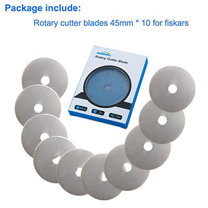 Rotary Cutter Blades 45mm 10 Pack by KISSWILL, Fits Fiskars, Olfa, Martelli, Dremel, Truecut, DAFA Rotary Cutter Replacement for Quilting Scrapbooking Sewing Arts &Crafts, Sharp and Durable - color: 45MM Round hole Blades