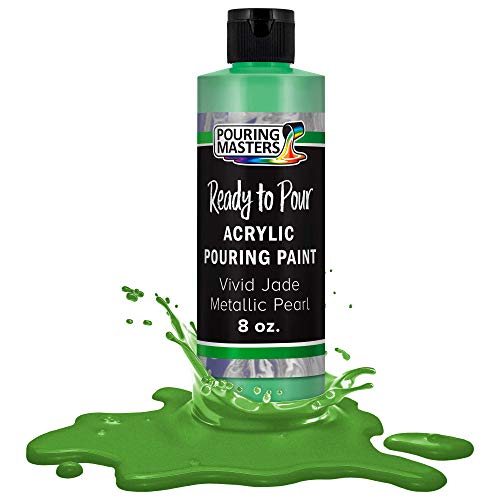 Pouring Masters Vivid Jade Metallic Pearl Ready to Pour Acrylic Pouring Paint - Premium 8-Ounce Pre-Mixed Fluid Acrylic Paint - Fluid Art Supplies for Canvas, Wood, Paper, Tile & Rocks | Ready to Pour, Premium Pre-Mixed Fluid Acrylic Paint - Fluid Art Sup