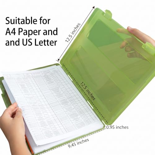 6 Packs A4 Paper Storage Boxes, 8.5 x 11 Plastic Portable Project Case for US letter Size and A4 paper, Plastic Multi-Purpose Thick Scrapbook Storage Box for Office (12.6"L x 9.5"W x 0.94"H) - size: 12.6"L x 9.5"W x 0.94"H