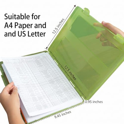 6 Packs A4 Paper Storage Boxes, 8.5 x 11 Plastic Portable Project Case for US letter Size and A4 paper, Plastic Multi-Purpose Thick Scrapbook Storage Box for Office (12.6"L x 9.5"W x 0.94"H) - size: 12.6"L x 9.5"W x 0.94"H
