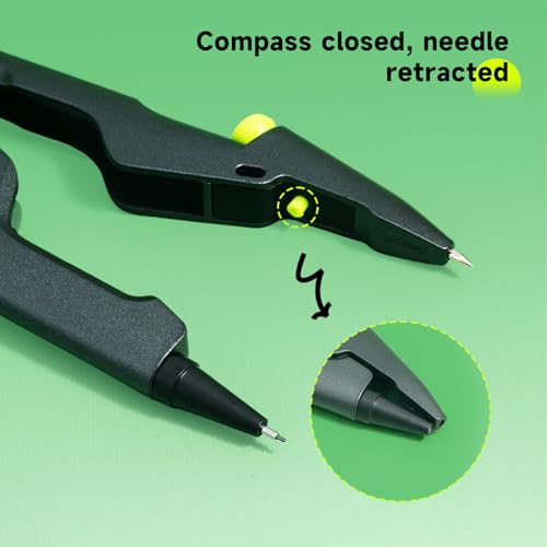 M&G Professional Metal Geometry Compass, 12.59 Inch Maximum Diameter, Lockable Distance & Safety Retractable Needle, Includes Extra Lead, Ideal for Drafting & Drawing - style: Upgraded