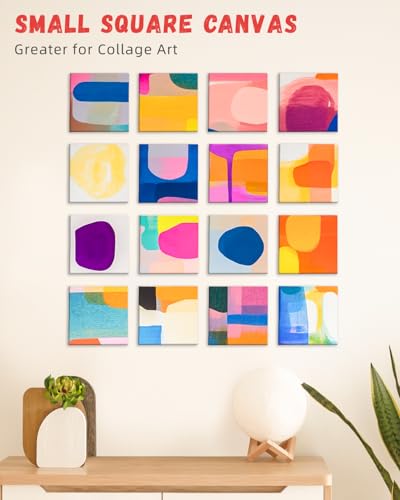 Simetufy 72 Pcs 4x4inch Mini Canvas Boards for Painting, Square Art Panels - size: 4"x4"- 72 pack