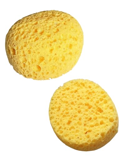 WAFJAMF 2 Pcs Knockdown Texture Sponge Drywall Wall Patch Ceiling Repair | Versatile artist tool for DIY painting, home decor, pottery, round sponges, yellow - color: Yellow