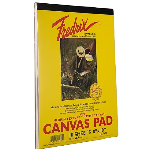 Fredrix 3495 Canvas Pad, 8" x 10" Canvas, Primed and Ready to Paint, Sturd, Can be Mounted When Dry, 10 Sheets per Pad, White - color: White Canvas, size: 8" x 10"