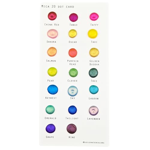 IUILE Handmade Watercolor Paints - Mica 20 Dot Card (20 colors). Metallic, Shiny, Shimmer - color: Mica 20 Dot