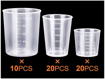 50 Pcs Plastic Measuring Cups, Resin Mixing Cups, Epoxy Mixing Cups