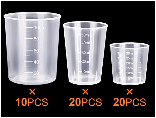 50 Pcs Plastic Measuring Cups, Resin Mixing Cups, Epoxy Mixing Cups