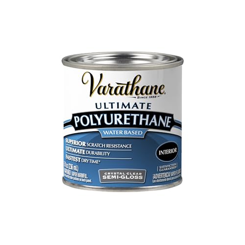 Varathane Water-Based Ultimate Semi-Gloss Polyurethane | Water-Based, Crystal Clear Interior Wood Protection, Fast Dry Time, Scratch Resistance, Covers Up to 62 Sq Ft, Half Pint - color: Semi-Gloss, size: 0.25 Quart (Pack of 1)