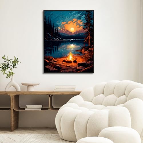 Paint by Numbers Kit for Adults, Sunset Lake DIY Painting Kit, 16x20 Inch - color: CYOP1P02
