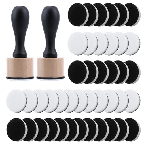 46 Packs Mini Ink Blending Tool Set, 2 Round Mini Applicator Tools and 44 Replacement Foam Pads for Crafting Scrapbooking Painting Drawing Art Supplies