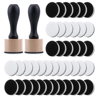 46 Packs Mini Ink Blending Tool Set, 2 Round Mini Applicator Tools and 44 Replacement Foam Pads for Crafting Scrapbooking Painting Drawing Art Supplies
