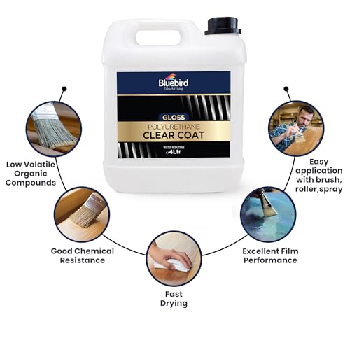 Bluebird Polyurethane Clear Coat for Furniture, Paintings, Water-Based Professional Varnish (Gloss, 135.2 Fl Oz) - color: Gloss, size: 135.2 Fl Oz