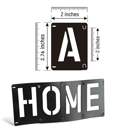 2 Inch Reusable Letter Stencils Symbol Numbers Craft Stencils, Black | 64 Pcs Interlocking Stencil Kit, For Painting on Wood, Wall, Fabric, Rock, Chalkboard, Sign, DIY Art Projects - color: black