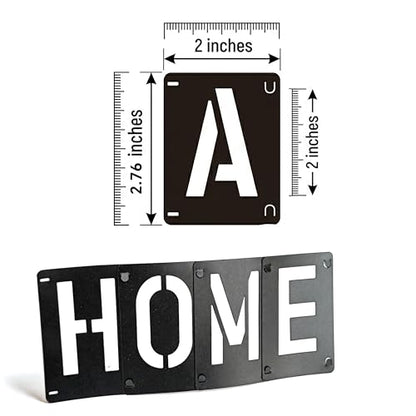 2 Inch Reusable Letter Stencils Symbol Numbers Craft Stencils, Black | 64 Pcs Interlocking Stencil Kit, For Painting on Wood, Wall, Fabric, Rock, Chalkboard, Sign, DIY Art Projects - color: black