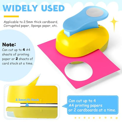 CHENGU Hole Punches 6 Shapes with Cardstock for Kids,Multiple Styles,2 Inch | Paper Punchers Ideal for Scrapbooking Card Making, Star Heart Circle Flower Shapes, Safe Design, Classroom Craft Supplies - size: 2 Inch, style: Multiple styles