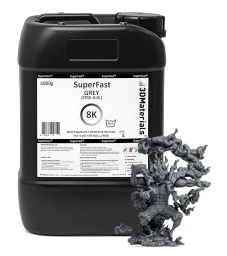 SuperFast 8K 3D Printer Resin Water Washable, 0.5 sec Print (5000g, Gray) - color: Gray, size: 5000g