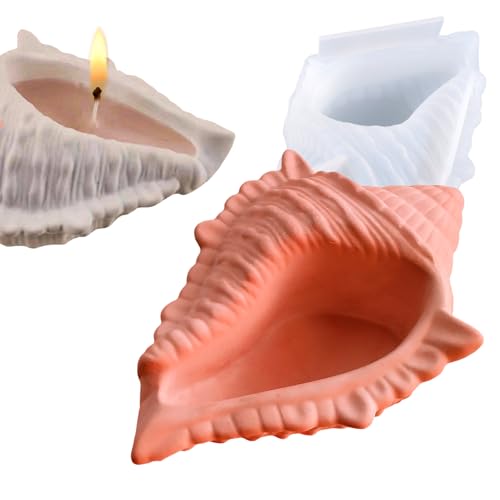 Wehous Large Conch Silicone Mold Unique Conch Shaped Tray Resin Concrete Mold 3D Candle Vessels Trinket Holder Container Epoxy Molds Marine Shell Storage Tray Casting Clay Craft Mould DIY Home Decor - color: Conch Tray