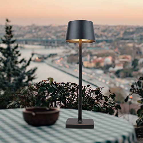 Rechargeable led Cordless Desk lamp, Aluminum, Dimmable, Suitable for Indoor and Outdoor Lighting (Black)