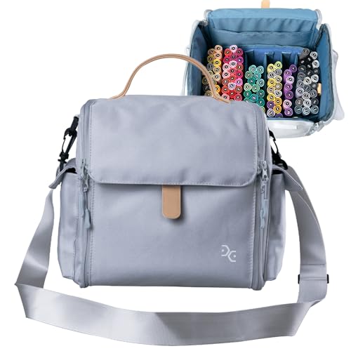 Togood Storage Tote Bag for Marker Pens Brush Pen Coloring Pencils Books Art and Crafts Supplies Tools Cosmetics, at Least 150 Pens (Grey) - color: New Version Grey