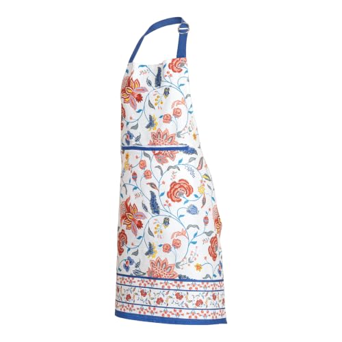 FINGERCRAFT Apron, Dual Pocket, Adjustable Tie, Multipurpose Washable Bib Apron for Home, Kitchen, Chef and Professionals - color: Coral Blossom