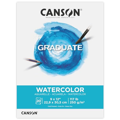 Canson Graduate Watercolor Pad, Foldover, 9x12 inch, 20 Sheets | Artist Paper for Adults and Students - Painting, Gouache, Mixed Media and Ink - size: 9x12 inch