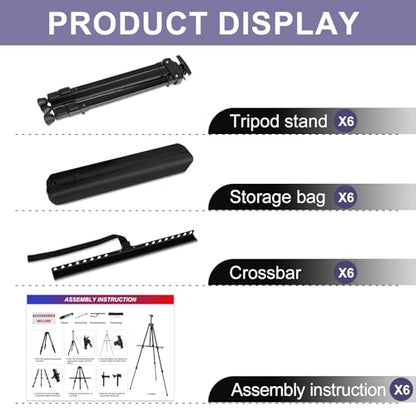 AROIC 6 Pack Painting Display Easel Stand Portable Adjustable | Metal Tripod Artist Canvases Height from 20 to 66 In Extra for Table-Top/Floor, Draw and Display, Black with 6 Storage Bag - style: 6P